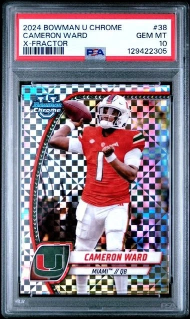 Graded 2024 Bowman U Chrome Cam Ward #38 X-Fractor Rookie Card PSA 10