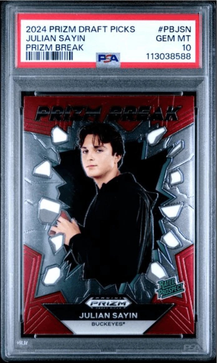 Graded 2024 Panini Prizm DP Julian Sayin #PBJSN Prizm Break RC Card PSA 10