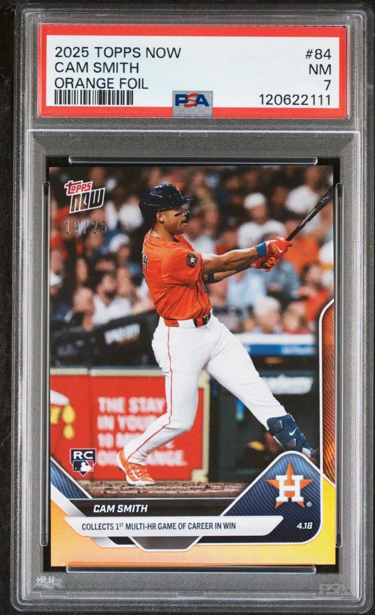 Graded 2025 Topps Now Cam Smith #84 Orange Foil /25 Rookie Card PSA 7