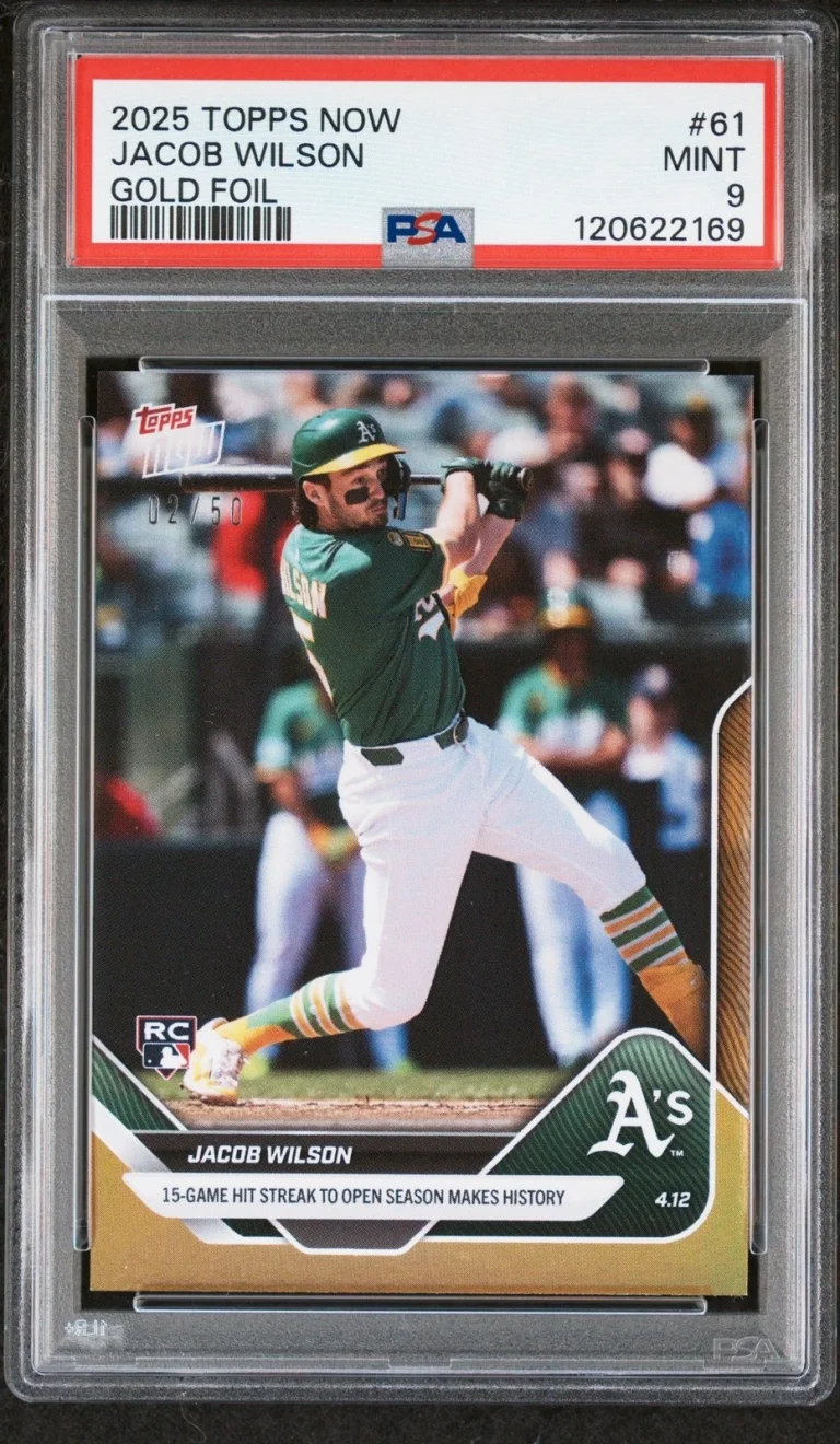 Graded 2025 Topps Now Jacob Wilson #61 Gold Foil /50 Rookie Card PSA 9