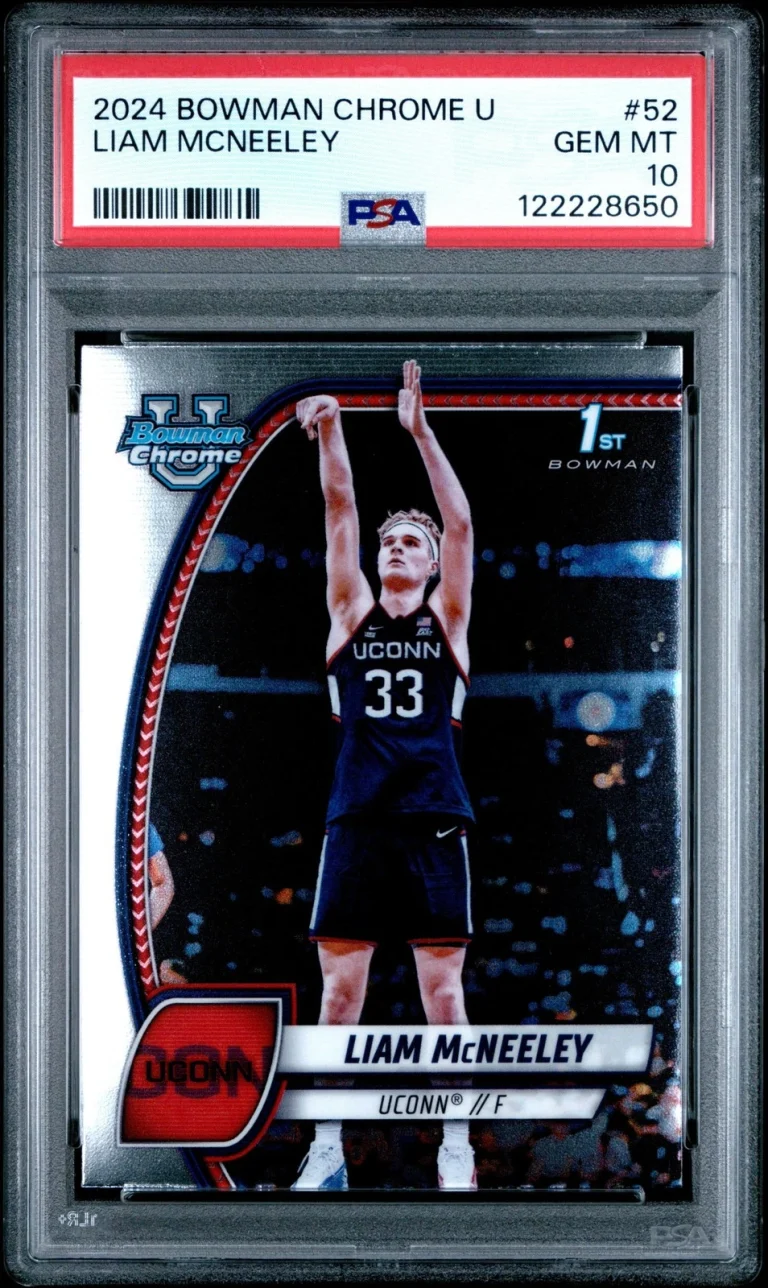 Graded 2024 Topps Bowman Chrome U Liam McNeeley #52 RC Card PSA 10