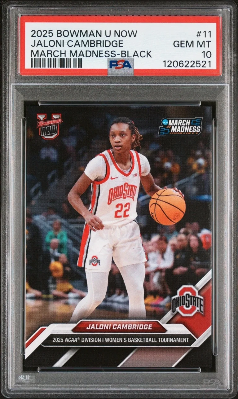 Graded 2025 Bowman U Now Jaloni Cambridge #11 Black RC Card PSA 10