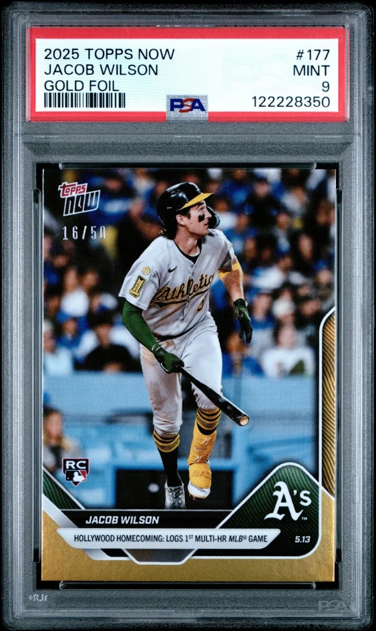 Graded 2025 Topps Now Jacob Wilson #177 Gold Foil /50 Rookie Card PSA 9