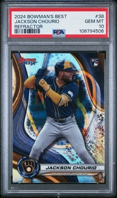 Graded 2024 Topps Bowmans Best Refractor Jackson Chourio Rookie Card PSA 10