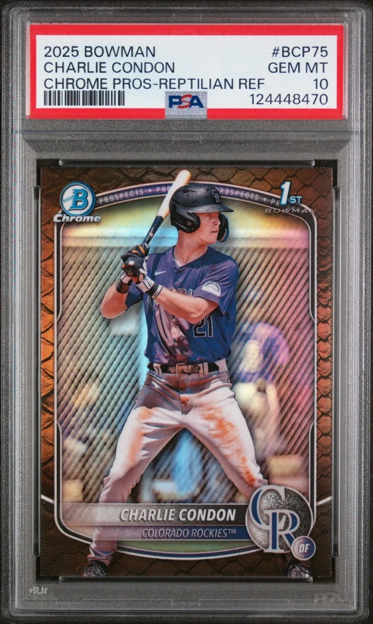 Graded 2025 Bowman Charlie Condon #BCP75 Reptilian REF RC Card PSA 10