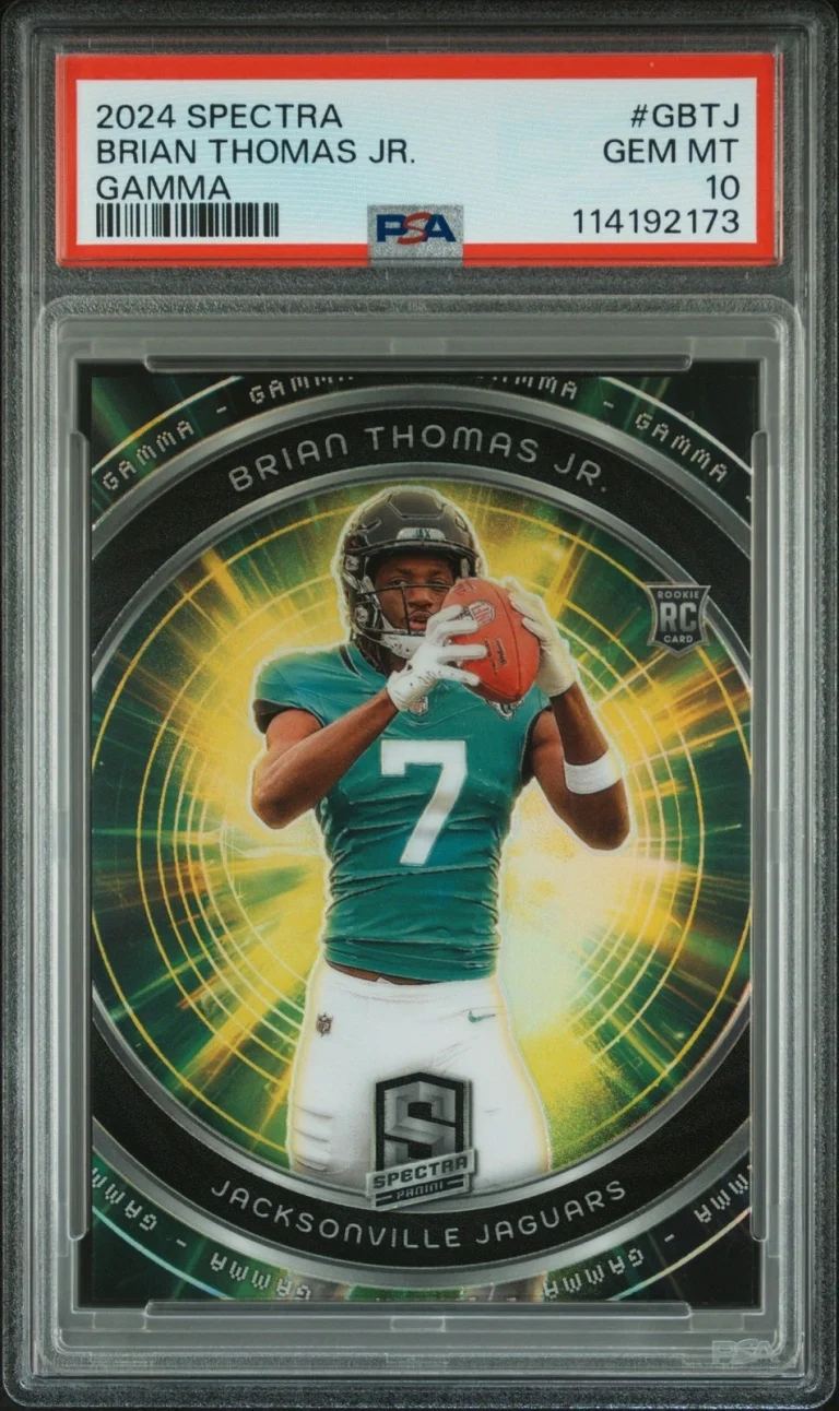 Graded 2024 Panini Spectra Brian Thomas Jr #GBTJ Gamma RC Card PSA 10