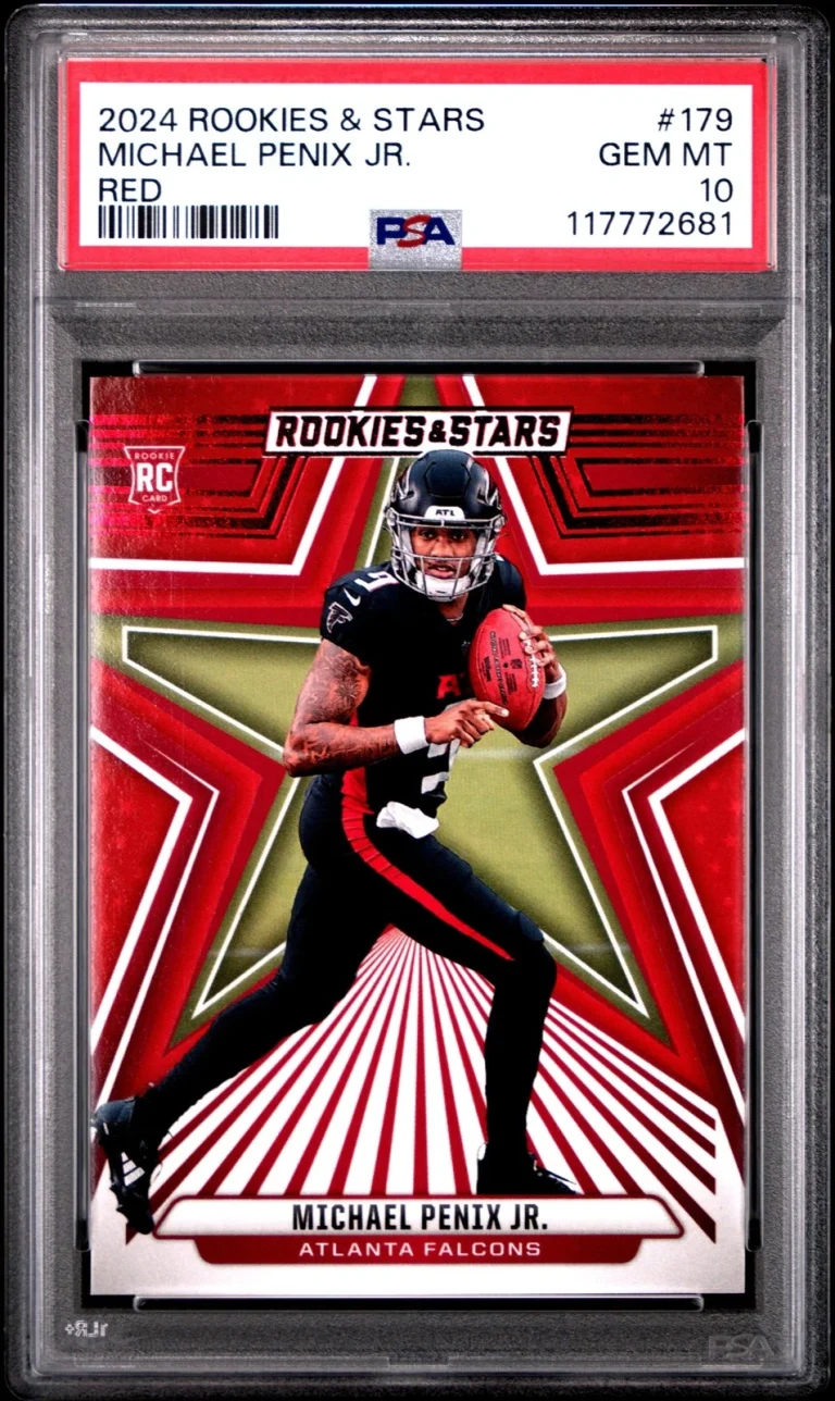 Graded 2024 Rookies & Stars Michael Penix Jr #179 Red RC Card PSA 10