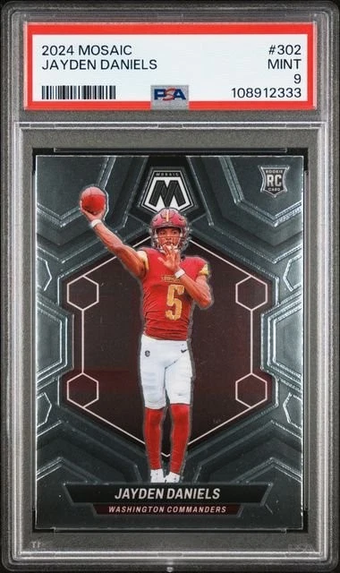 Graded 2024 Panini Mosaic Jayden Daniels #302 Rookie RC Card PSA 9 Mint