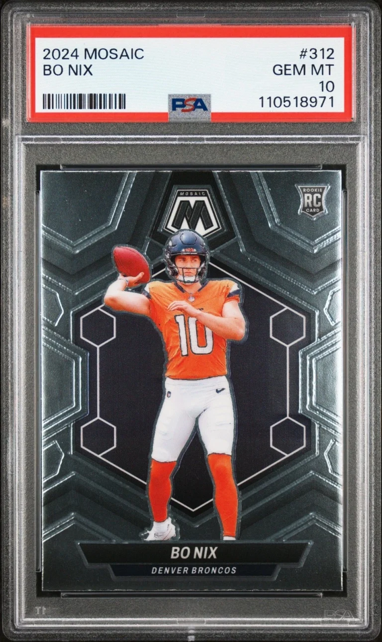Graded 2024 Panini Mosaic Bo Nix #312 Rookie RC Card PSA 10 Gem Mint