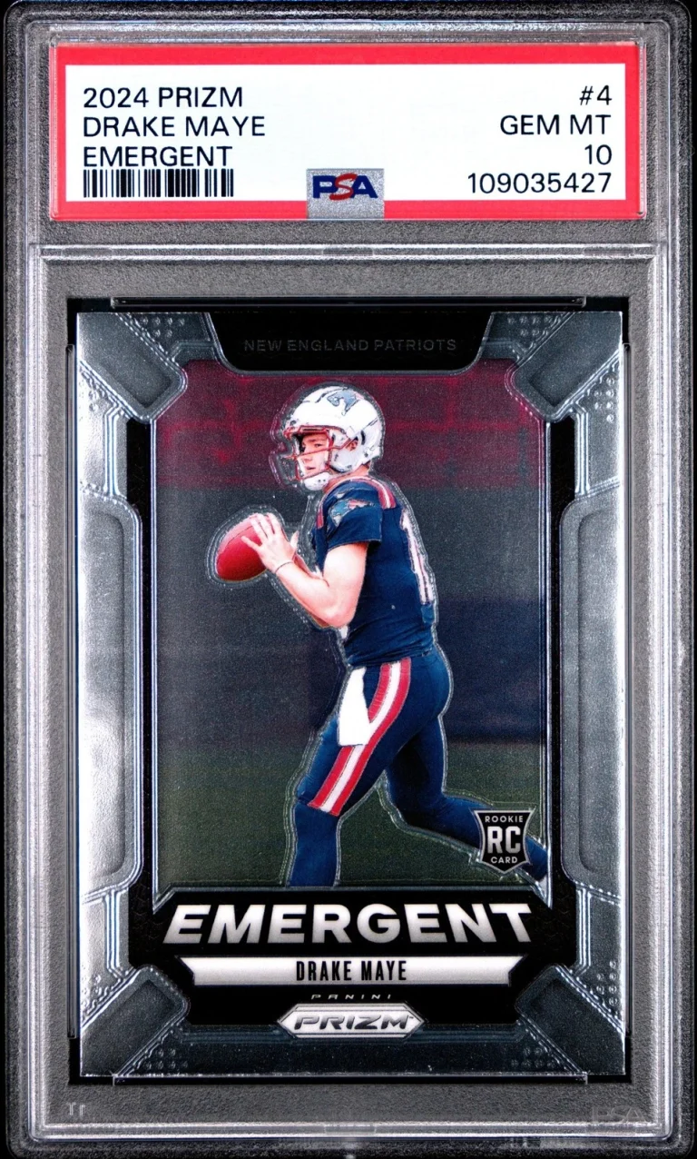 Graded 2024 Panini Prizm Drake Maye #4 Emergent Rookie RC Card PSA 10