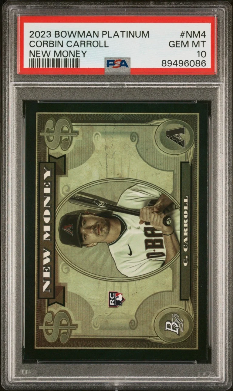 Graded 2023 Bowman Platinum Corbin Carroll #NM4 New Money Card PSA 10