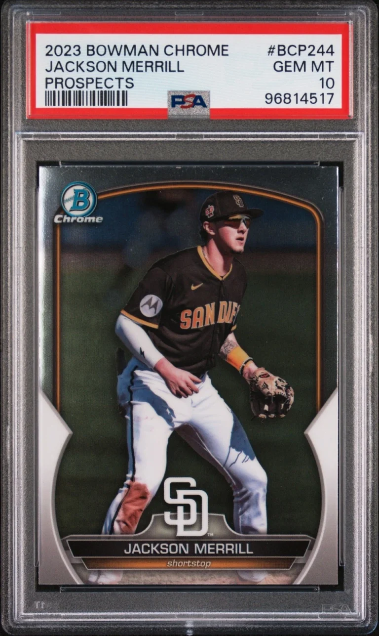 Graded 2023 Topps Bowman Chrome Jackson Merrill #BCP244 RC Card PSA 10