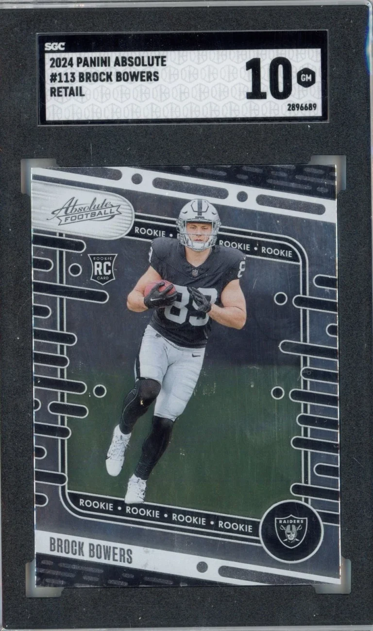 Graded 2024 Panini Absolute Brock Bowers #113 RC Card SGC 10 Gem Mint