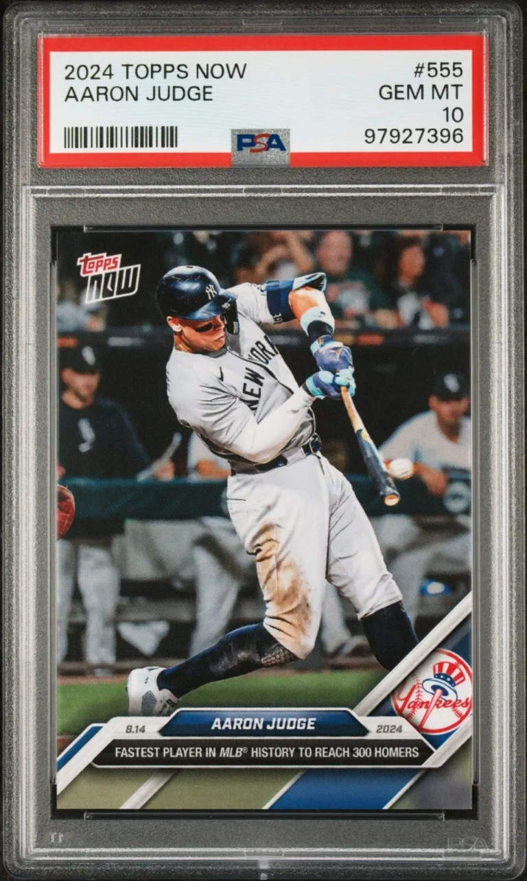 Graded 2024 Topps Now Aaron Judge #555 Fastest to 300 HRs Card PSA 10