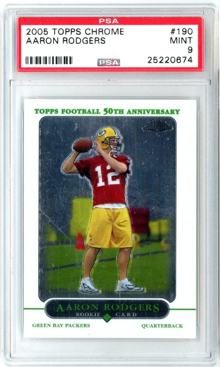 Graded 2005 Topps Chrome Aaron Rodgers #190 Rookie RC Card PSA 9 Mint