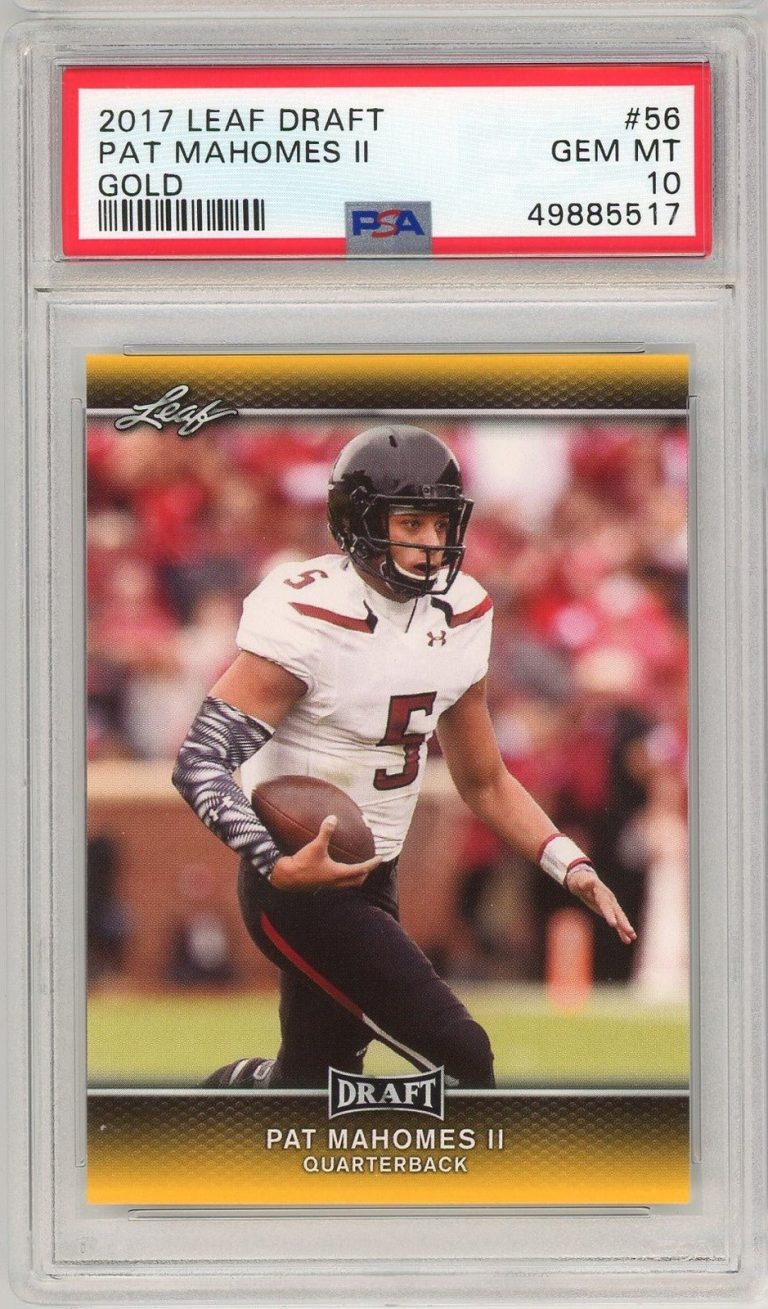Graded 2017 Leaf Draft Patrick Mahomes II Gold #56 Rookie Card PSA 10