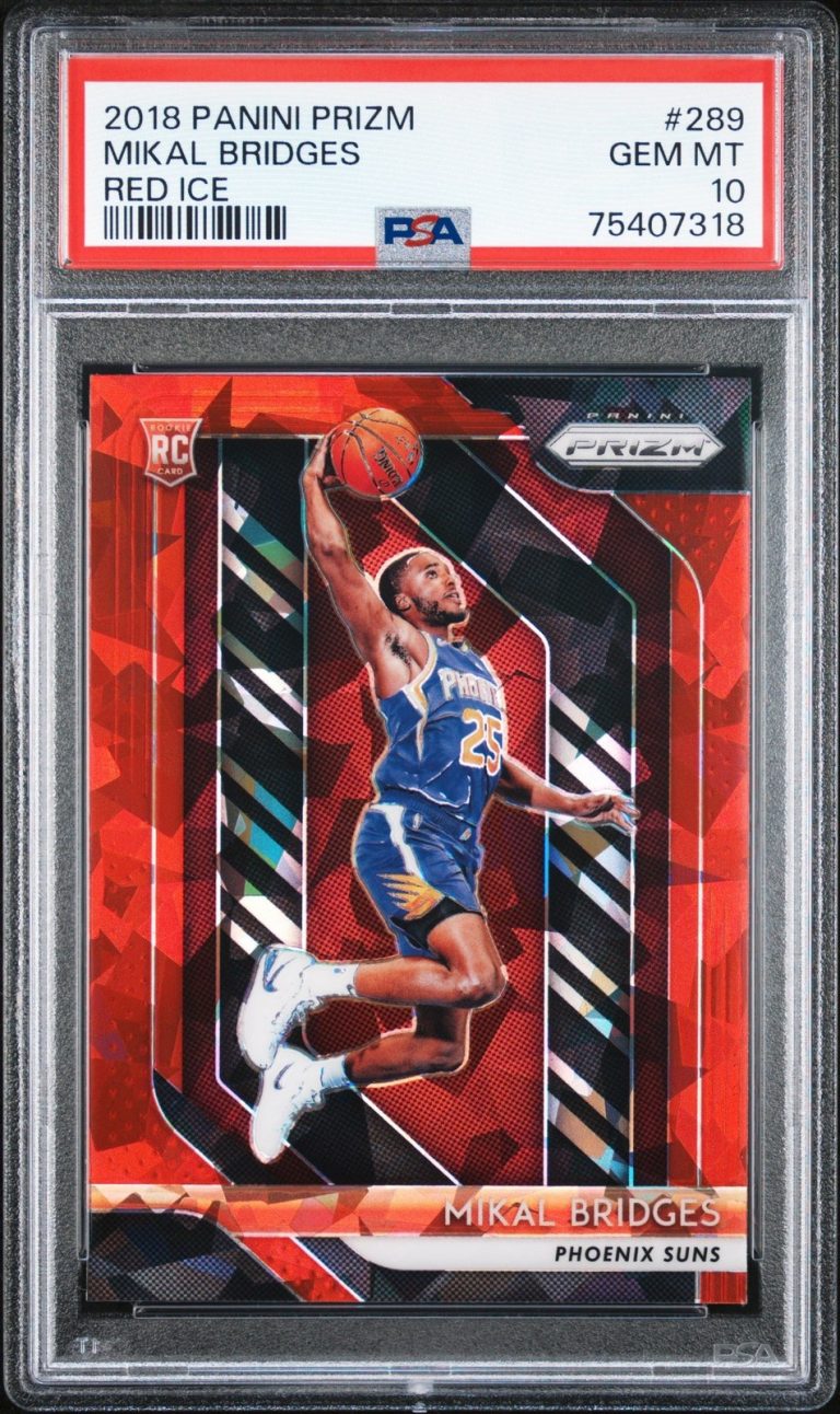Graded 2018 Panini Prizm Mikal Bridges #289 Red Ice Rookie Card PSA 10 Mint