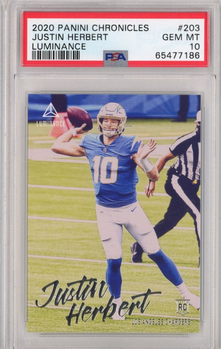 Graded 2020 Panini Chronicles Justin Herbert #203 Luminance Rookie RC C