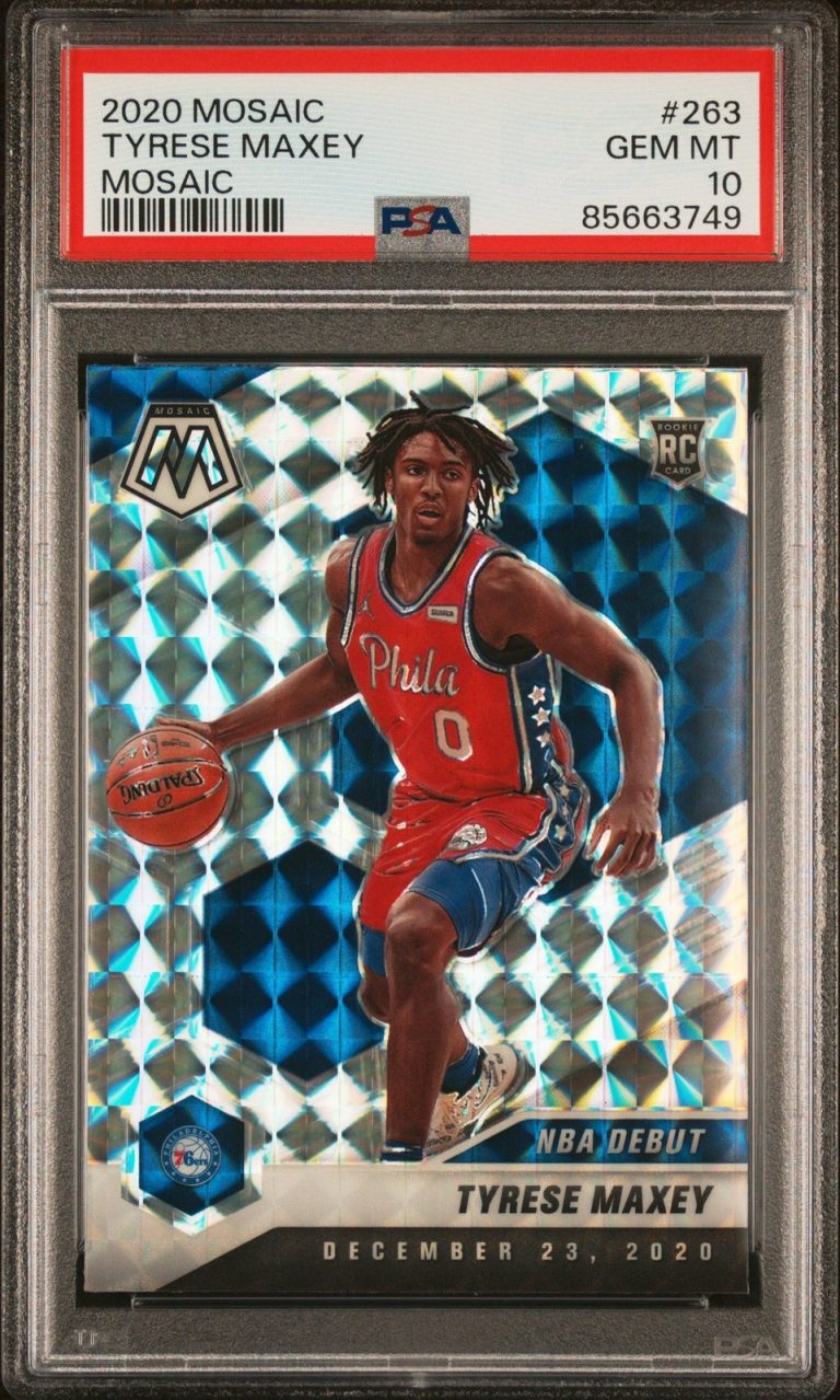 Graded 2020 Panini Mosaic Tyrese Maxey #263 Mosaic RC Card PSA 10