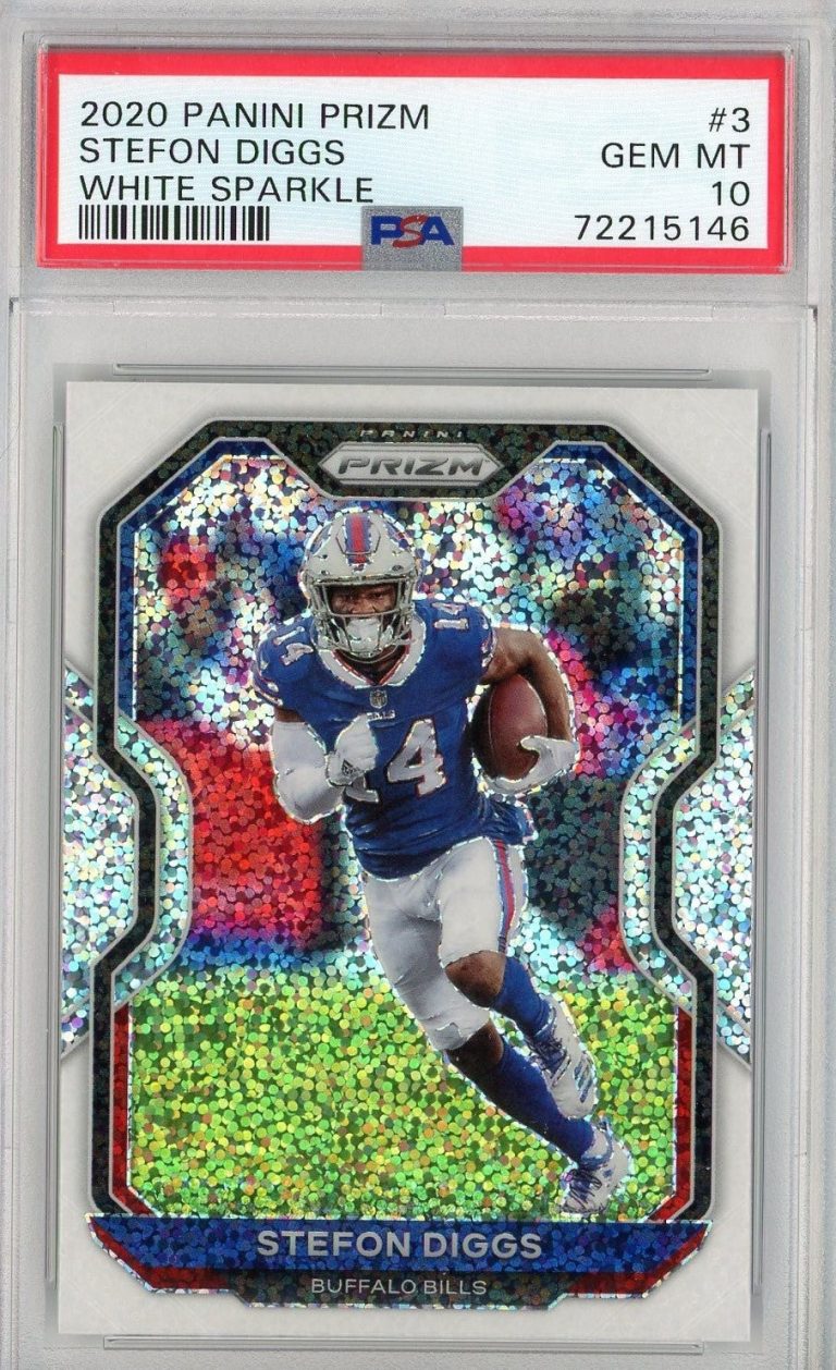Graded 2020 Panini Prizm Stefon Diggs #3 White Sparkle Card PSA 10 Gem