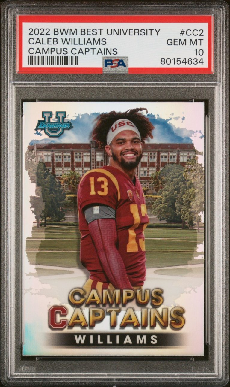 Graded 2022 Bowman Best Uni Caleb Williams #CC2 Campus Capt Card PSA 10