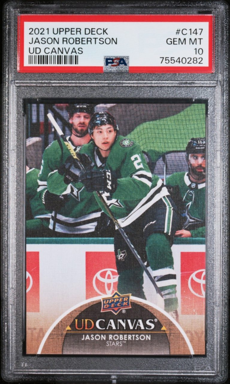 Graded 2021 Upper Deck Jason Robertson #C147 UD Canvas Rookie Card PSA 10