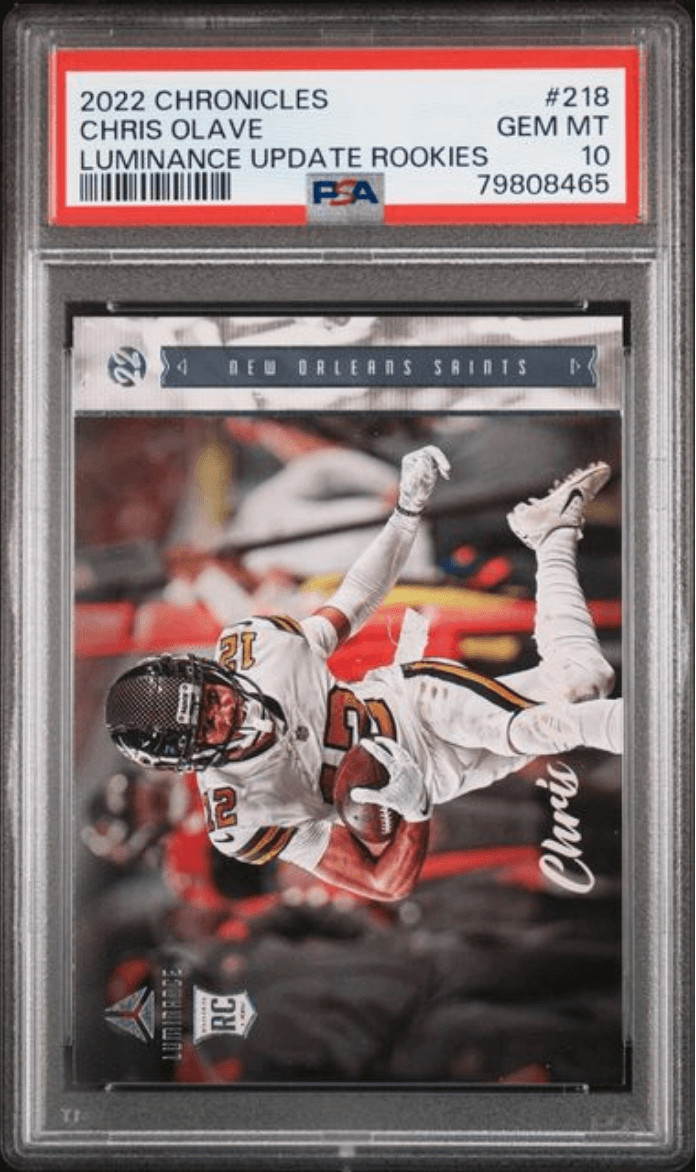 Graded 2022 Chronicles Chris Olave #218 Luminance Update RC Card PSA 10