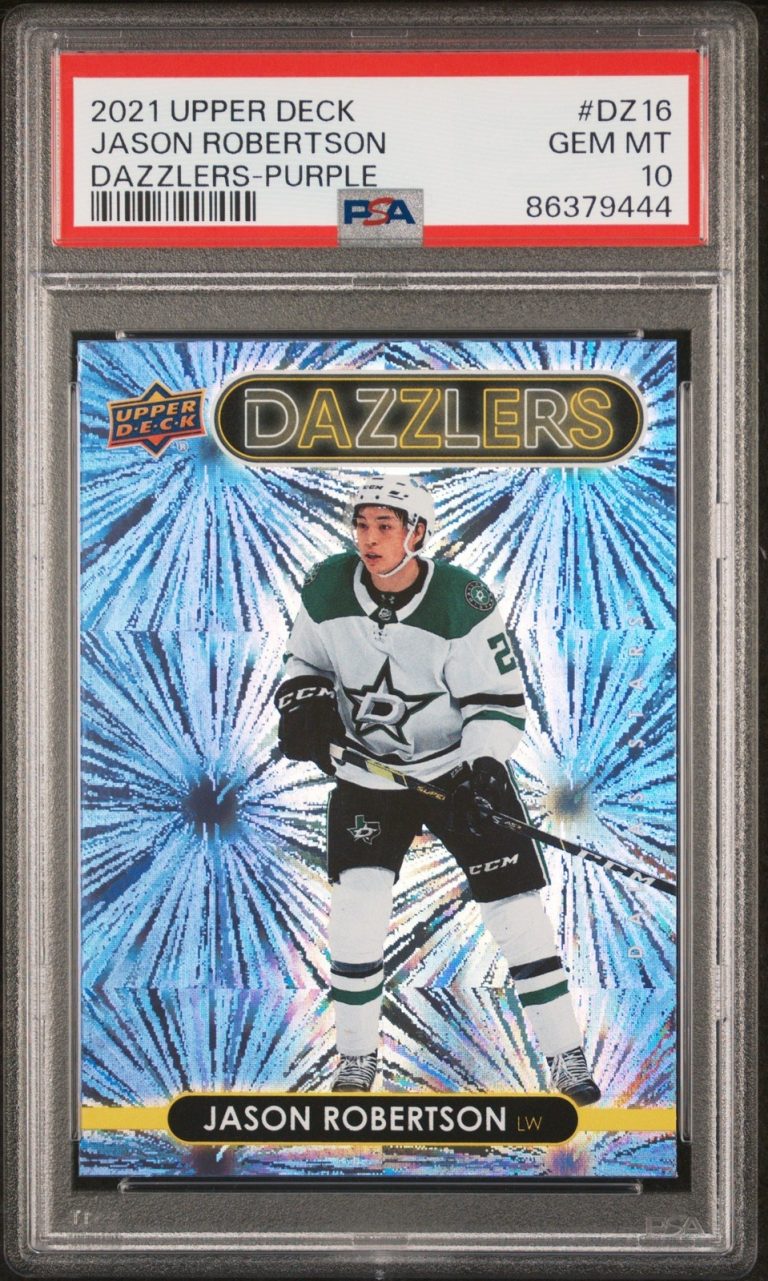 Graded 2021 UD Jason Robertson #DZ16 Dazzlers Purple RC Card PSA 10 Gem