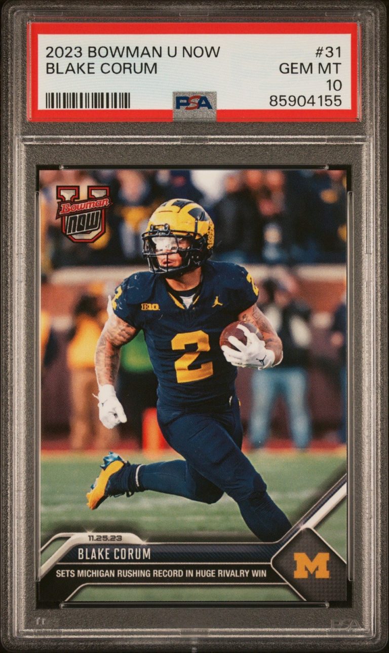 Graded 2023 Topps Bowman U Now Blake Corum #31 Rookie RC Card PSA 10