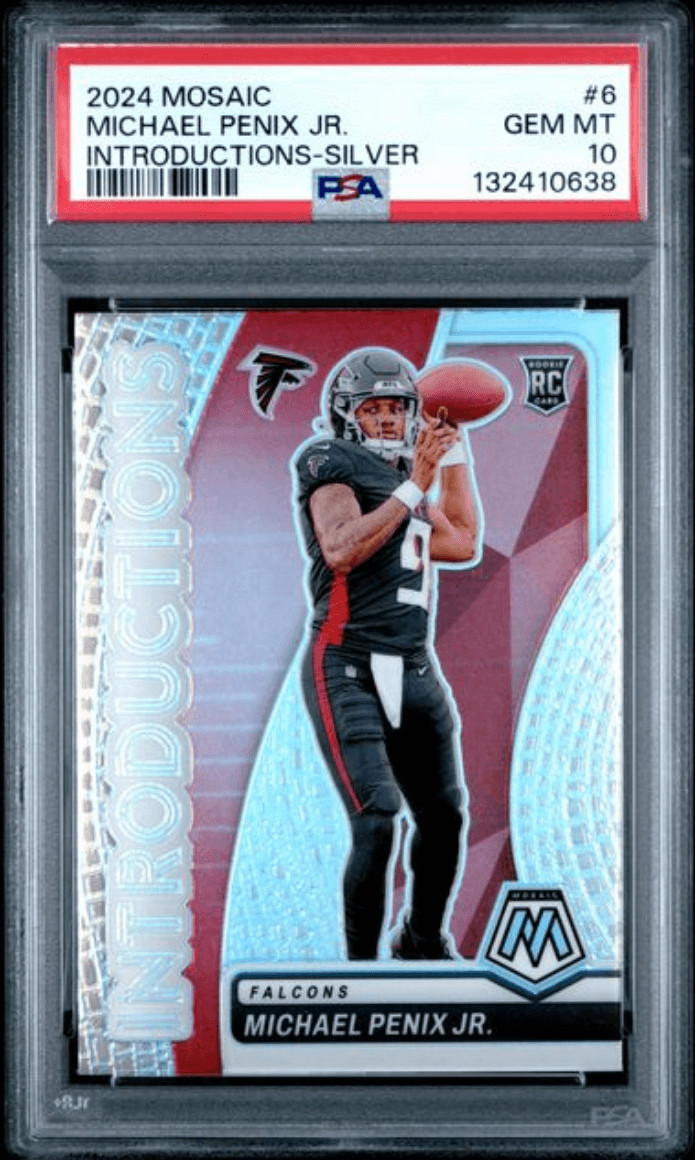 Graded 2024 Panini Mosaic Michael Penix Jr #6 Silver RC Card PSA 10