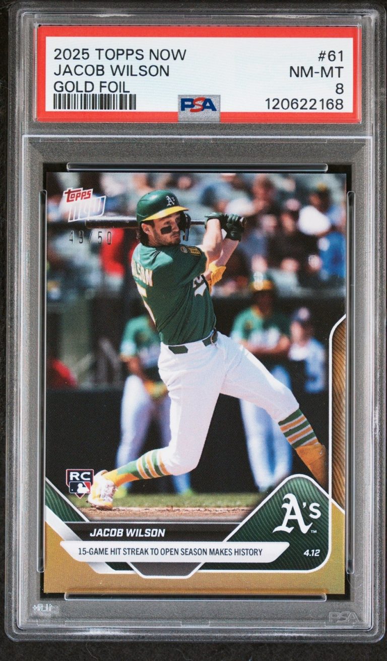 Graded 2025 Topps Now Jacob Wilson #61 Gold Foil /50 Rookie Card PSA 8
