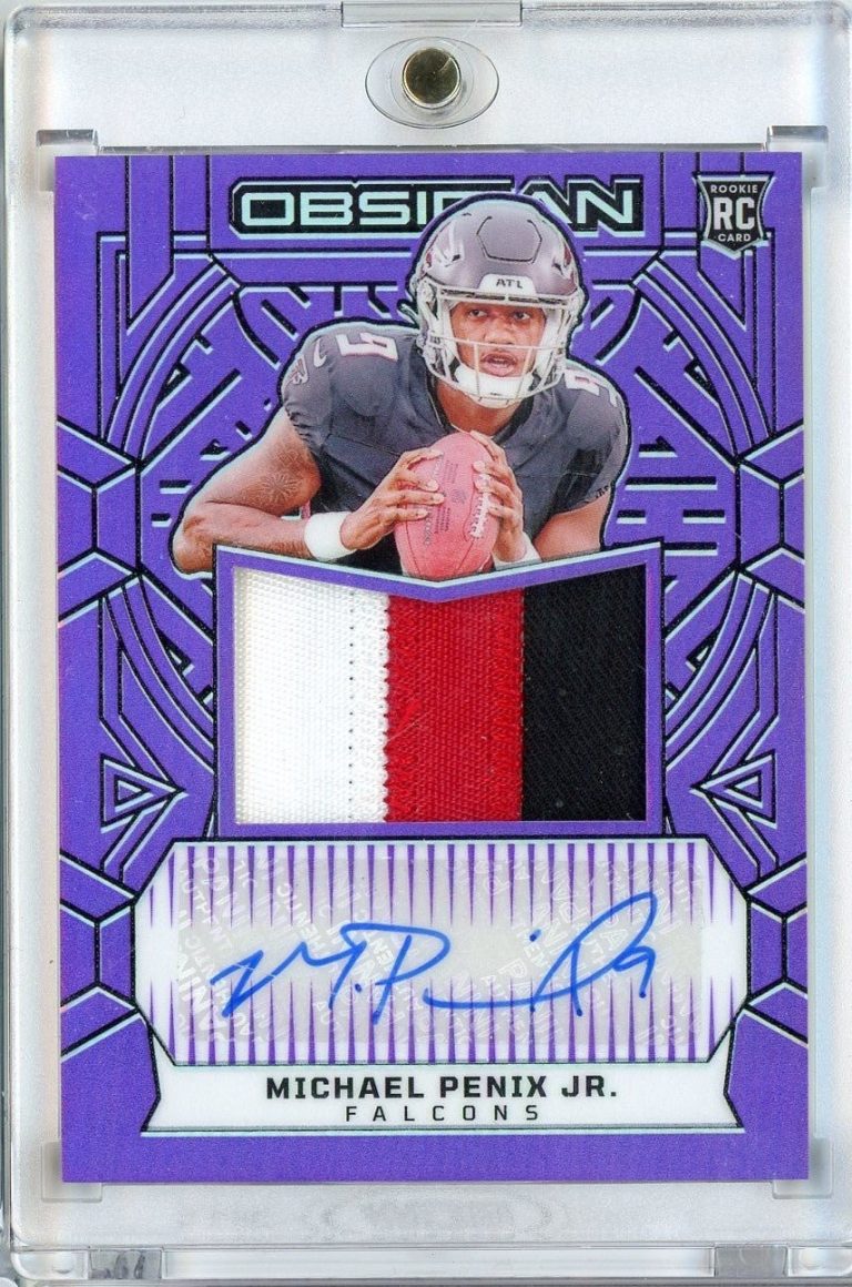 2024 Panini Obsidian Purple Auto Michael Penix Jr #RJJMPJ /49 Rookie Card