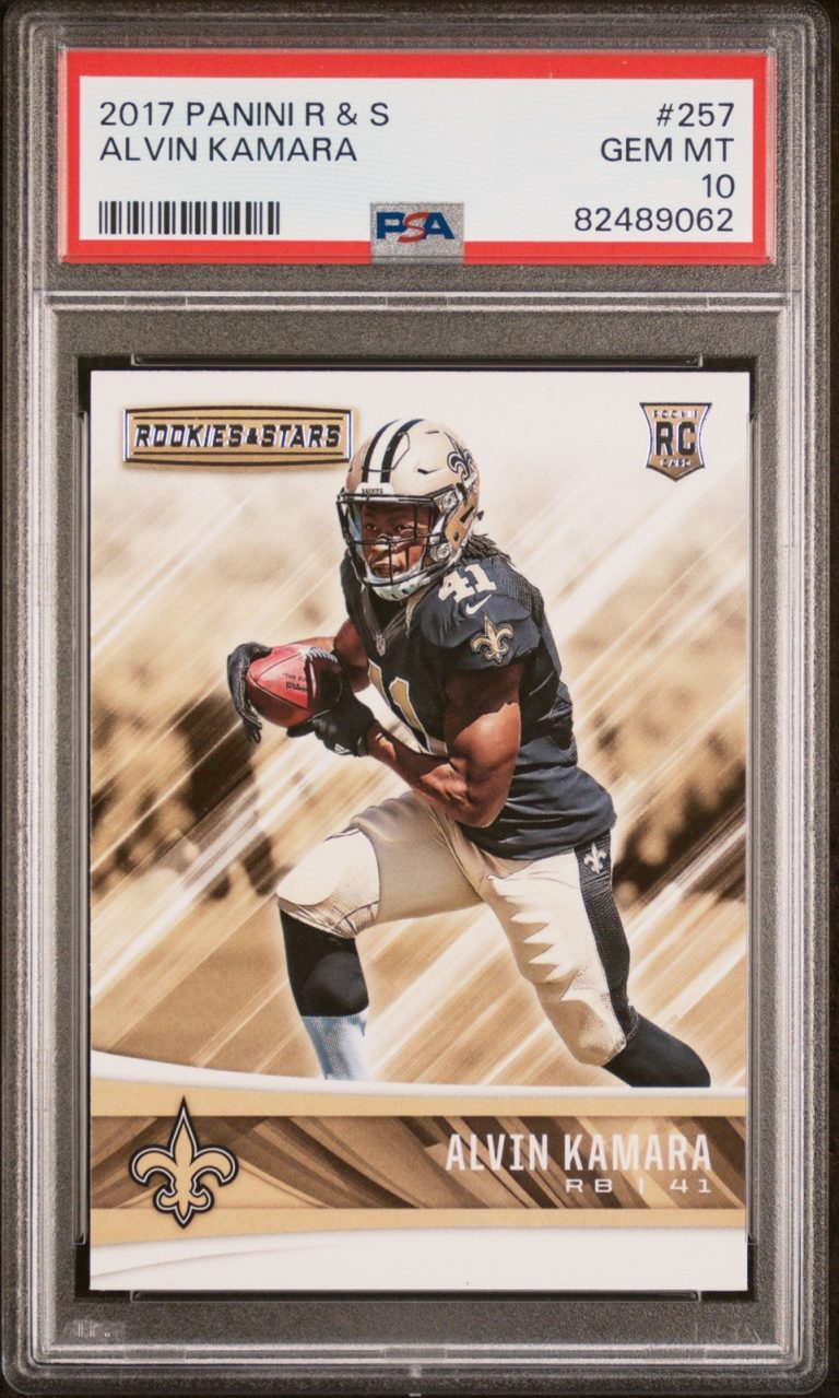 Graded 2017 Panini Rookies & Stars Alvin Kamara #257 Rookie Card PSA 10
