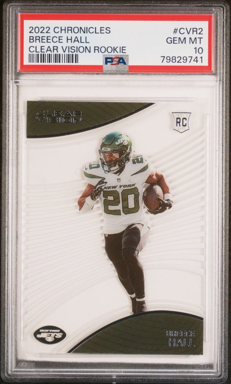 Graded 2022 Chronicles Breece Hall #CVR2 Clear Vision RC Card PSA 10