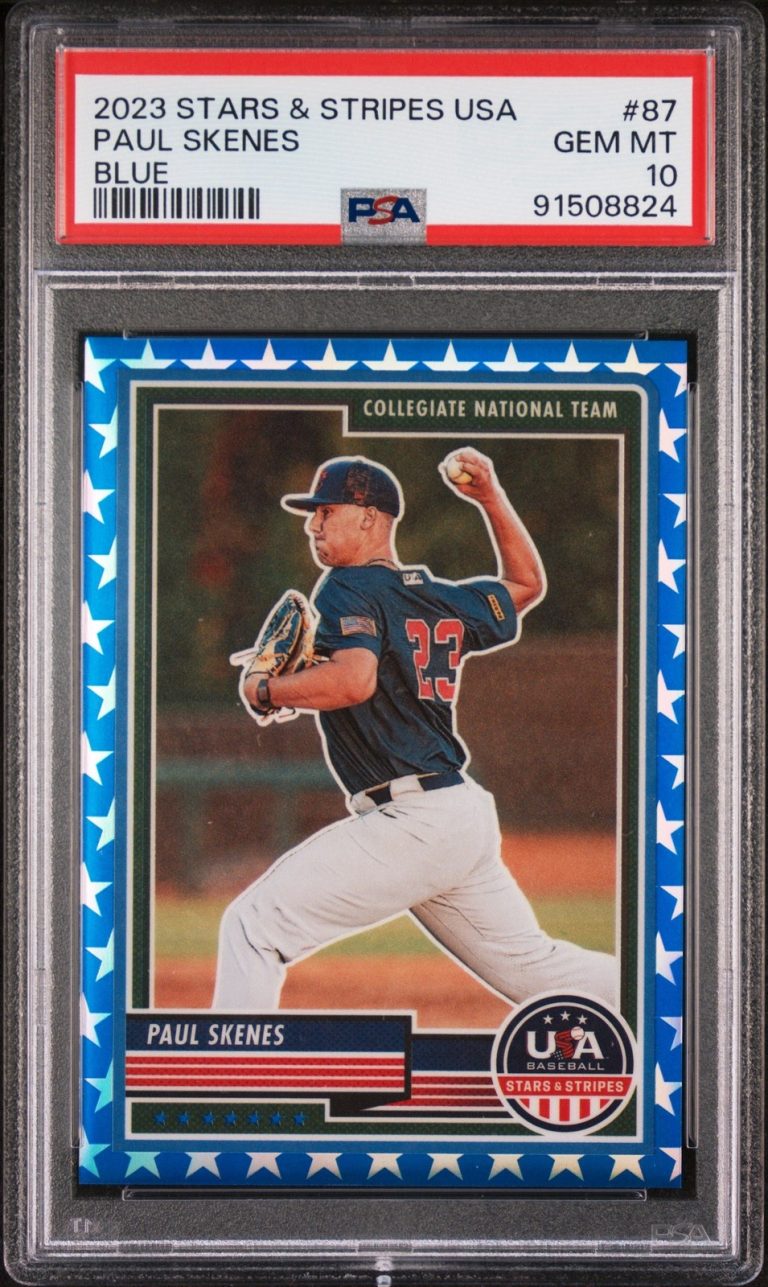 Graded 2023 Panini Stars&Stripes Paul Skenes #87 Blue #/75 Card PSA 10