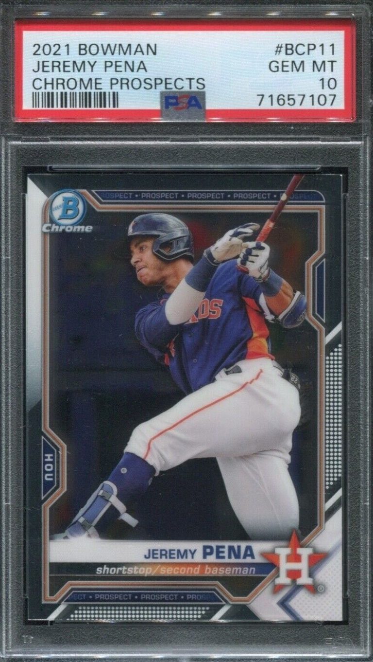 Graded 2021 Bowman Jeremy Pena #BCP11 Chrome Prospects RC Card PSA 10