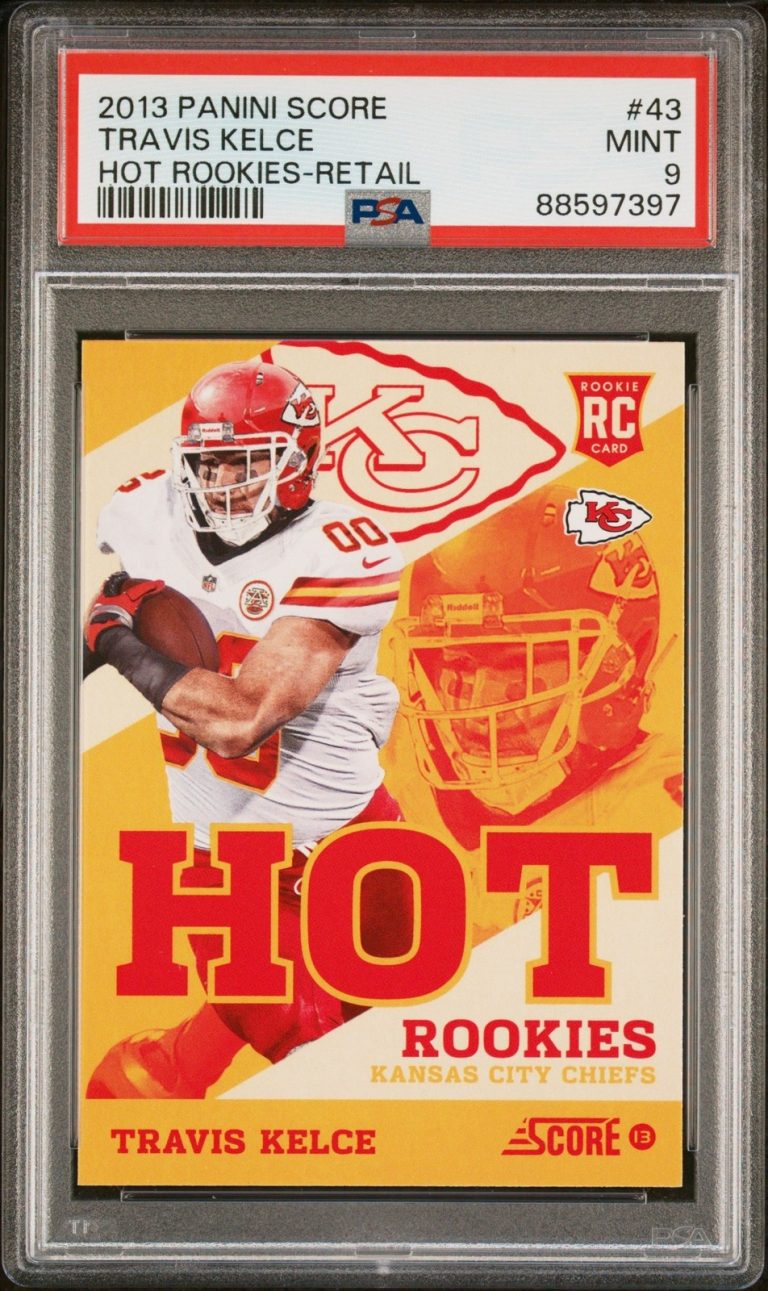 Graded 2013 Panini Score Travis Kelce #43 Hot Rookies Retail Card PSA 9