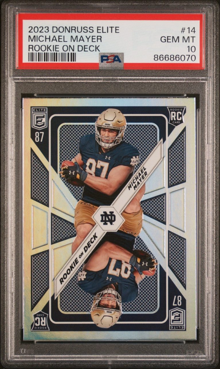 Graded 2023 Donruss Elite Michael Mayer #14 Rookie on Deck Card PSA 10
