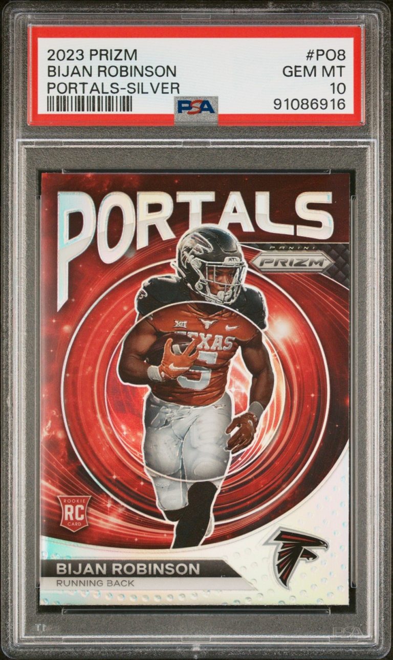 Graded 2023 Prizm Bijan Robinson #PO8 Portals Silver RC Card PSA 10
