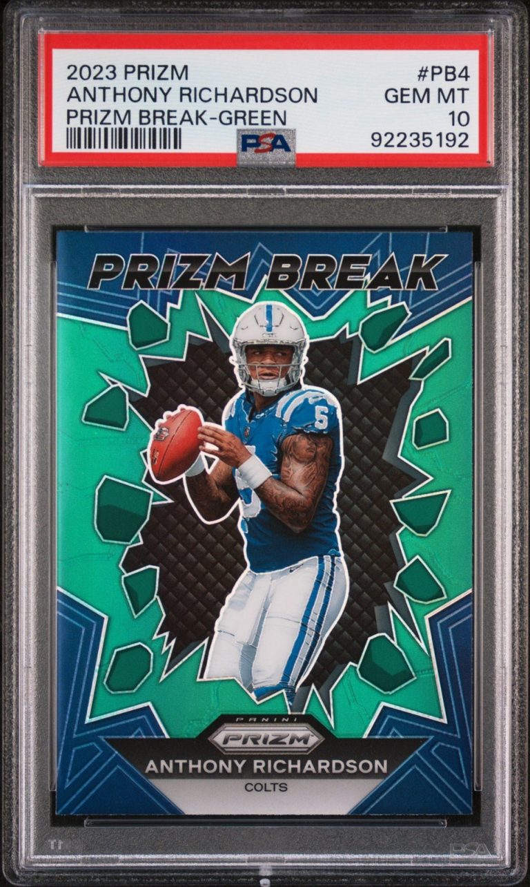 Graded 2023 Prizm Anthony Richardson #PB4 Prizm Break Green Card PSA 10