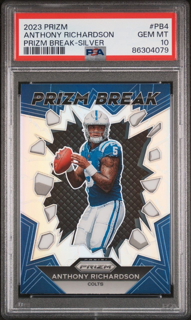 Graded 2023 Panini Prizm Anthony Richardson #PB4 Silver RC Card PSA 10