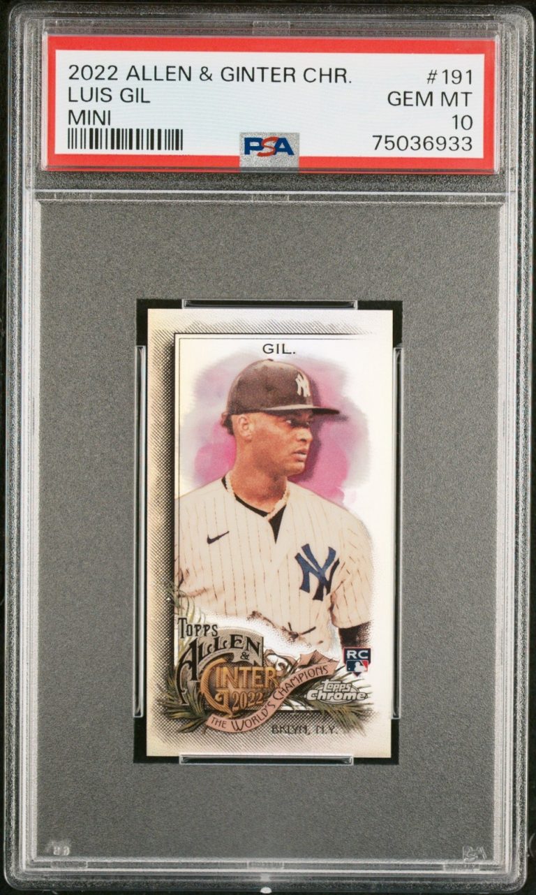 Graded 2022 Topps Allen & Ginter CHR Luis Gil #191 Mini RC Card PSA 10