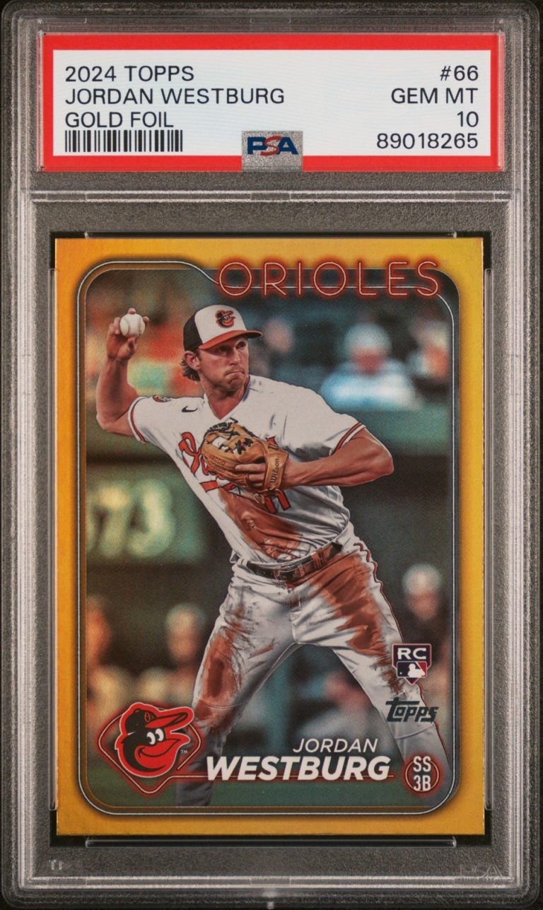 Graded 2024 Topps Jordan Westburg #66 Gold Foil Rookie RC Card PSA 10 G