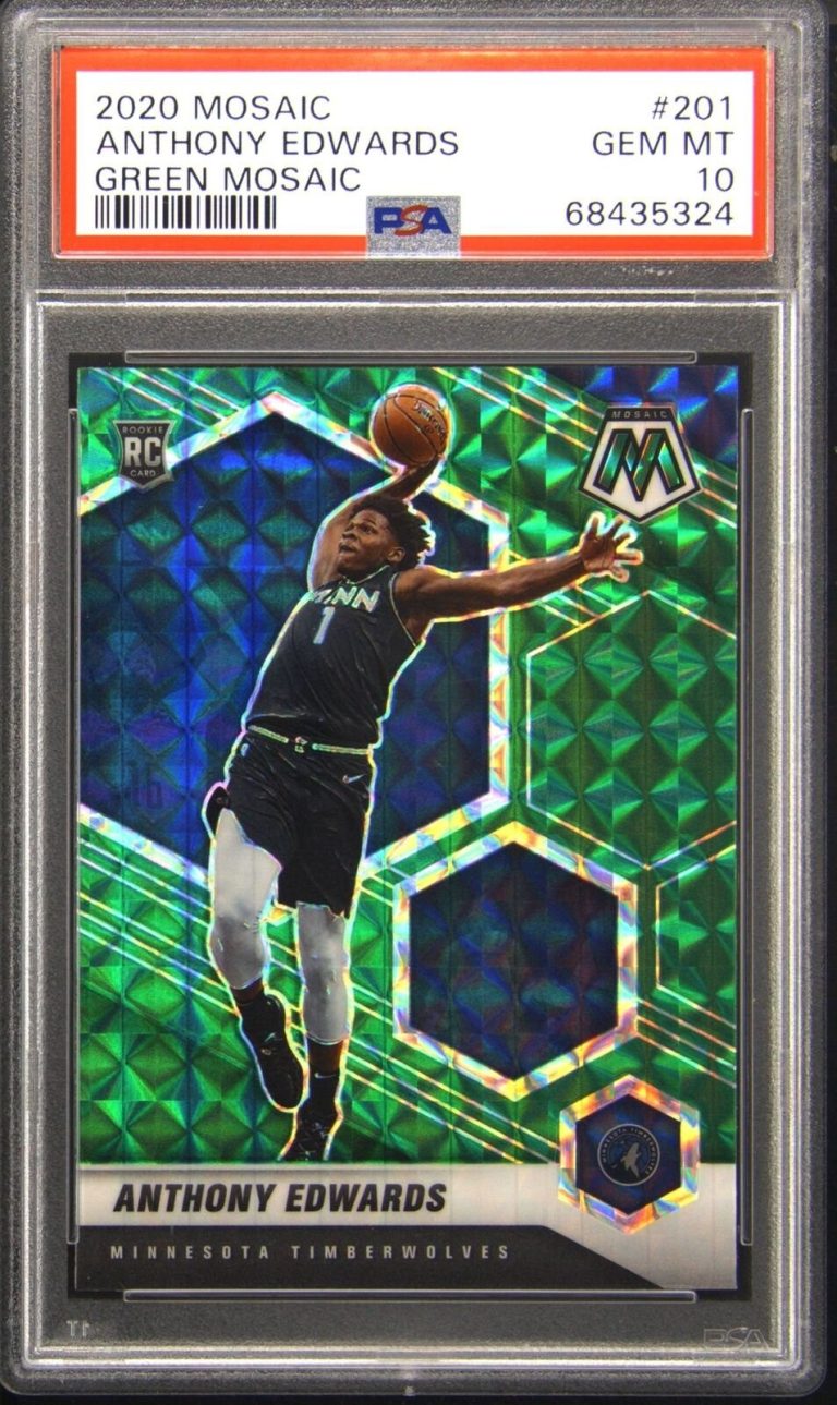Graded 2020 Mosaic Anthony Edwards #201 Green Mosaic RC Card PSA 10