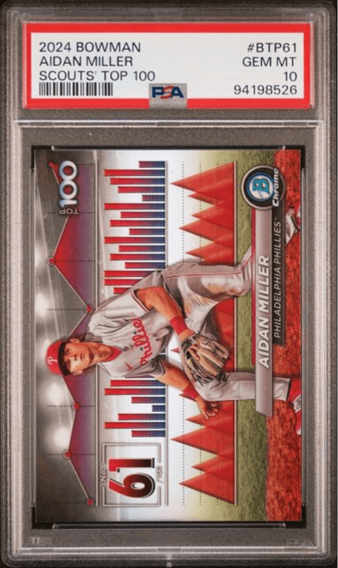 Graded 2024 Topps Bowman Aidan Miller #BTP61 Scouts Top 100 RC Card PSA 10