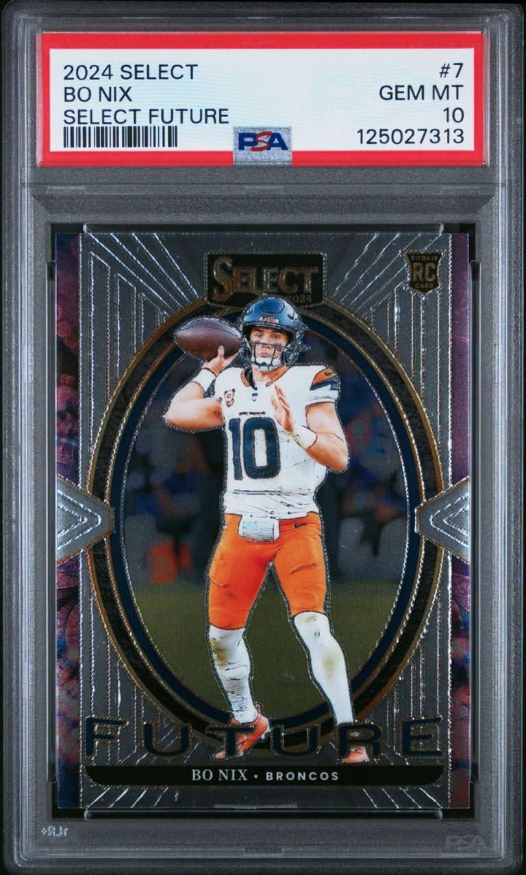 Graded 2024 Panini Select Bo Nix #7 Select Future Rookie Card PSA 10