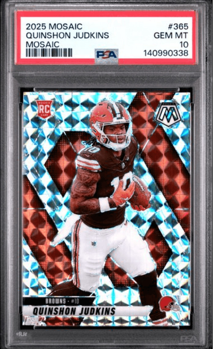Graded 2025 Panini Mosaic Quinshon Judkins #365 Mosaic RC Card PSA 10 Gem
