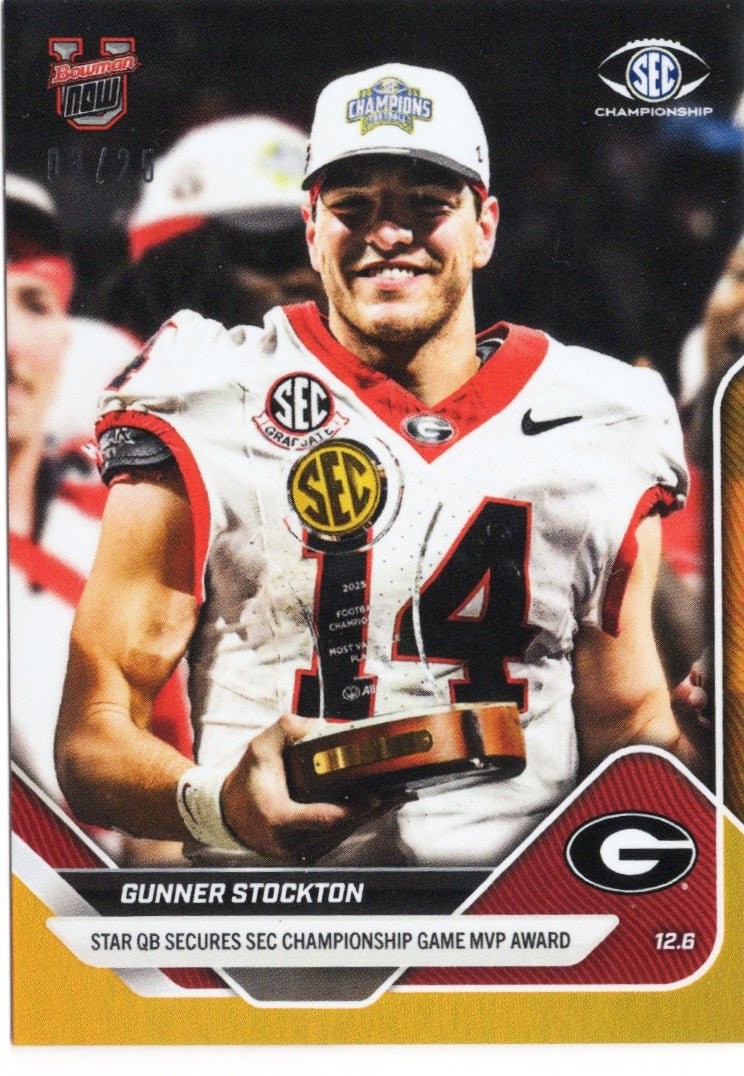 2025 Topps Bowman U Now Gunner Stockton #57 Orange Foil /25 Rookie Card
