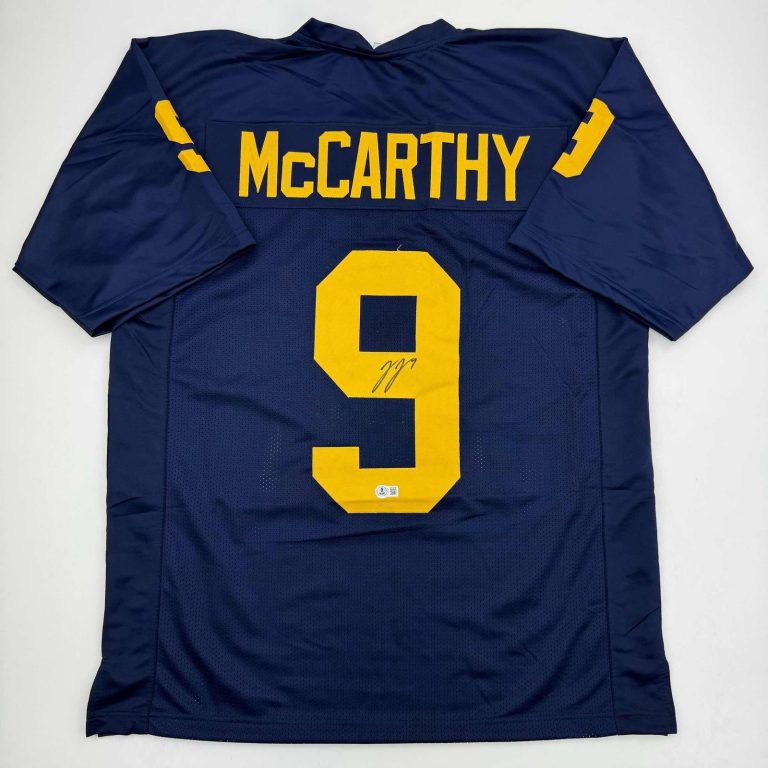 Autographed/Signed J.J. JJ McCarthy Michigan Blue Jersey Beckett BAS COA