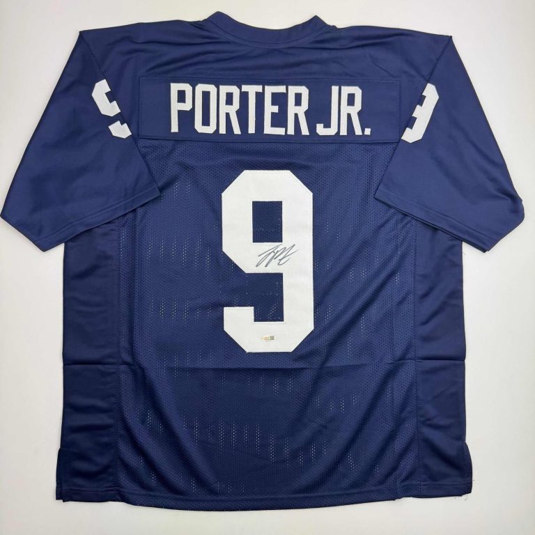 Autographed/Signed Joey Porter Jr Penn State Blue Jersey Beckett BAS COA